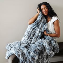 Double Ruched Faux Fur XL Throw Blankets by Saranoni, product image 48