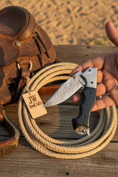 Ironclad Tanto Folder 8" Handmade High-Carbon Steel Micarta Handle by JW SteelCrafts, product image 2