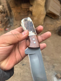 Anvilwood Hunter's Blade 9" Handmade High Carbon Stag Horn Handle by JW SteelCrafts, product image 2