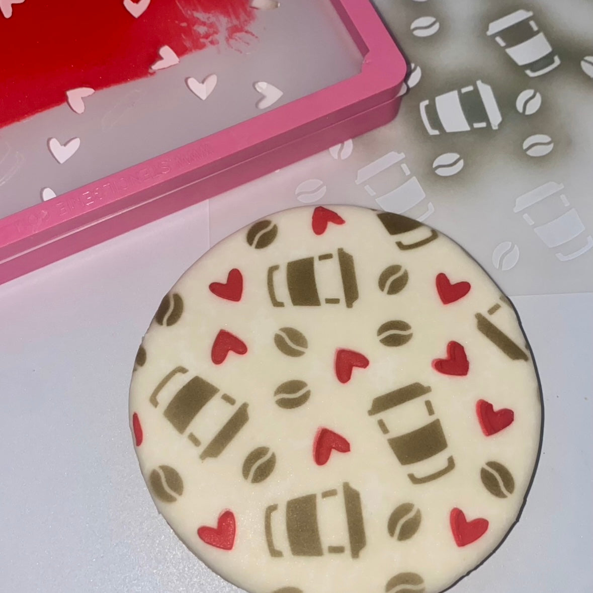 Latte Love Pattern Cookie Stencil