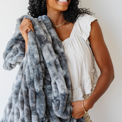 Double Ruched Faux Fur Throw Blankets by Saranoni, product image 49