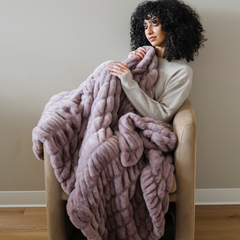Double Ruched Faux Fur XL Throw Blankets by Saranoni, product image 42