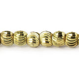 5mm Brass Curved Fluted Round Beads 8 inch 47 beads