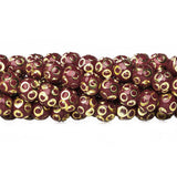 5mm Burgundy Enamel Brass Circle Cut Rounds 8 inch 37 beads