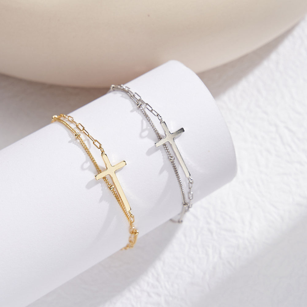 Faith Cross Layered Bracelet