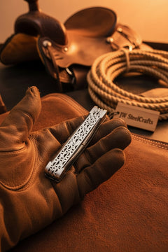 Stars and Stripes Trapper Folding Jack Knife 7" Handmade Damascus with Resin Handle by JW SteelCrafts, product image 3
