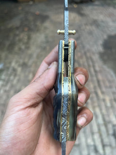 Pearlridge Damascus Folder 7" Handmade Mother of Pearl Lock Back by JW SteelCrafts, product image 3