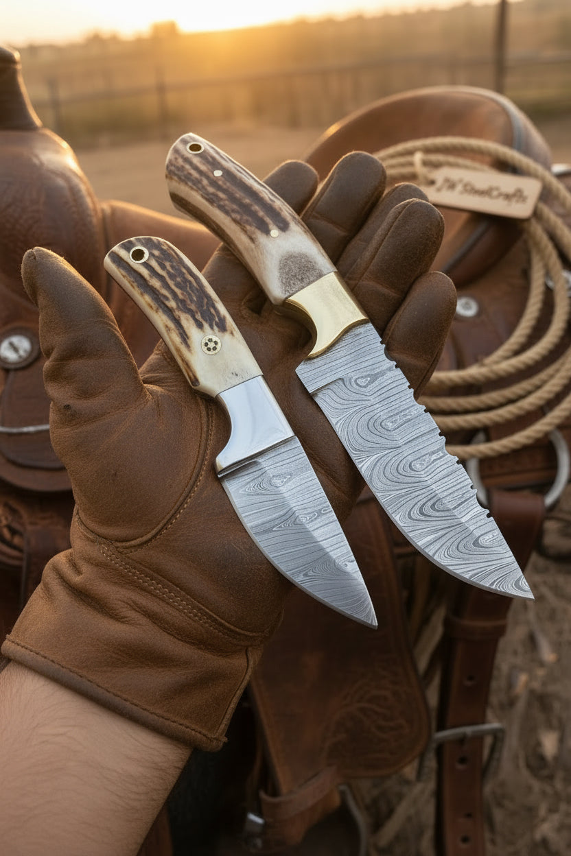 Twin Antler Hunter Knife Set of 2