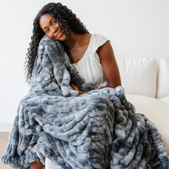 Double Ruched Faux Fur XL Throw Blankets by Saranoni, product image 50