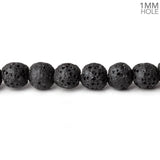 6mm Black Lava Rock plain rounds waxed 16 inch 64 beads