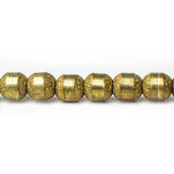 6mm Brass Barrel Textured and Smooth Beads, 8 inch