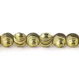 6mm Brass Fluted Round Beads 8 inch 36 beads