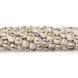 6mm Sterling Silver Plated Brass Stripe Stardust Rounds 8 inch 37 beads