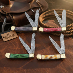 Ranchfold Pocket Folding Knife Set 7.5" Handmade Set of 4 by JW SteelCrafts, product image 3