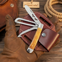 Amber Bronco Trail Trapper Folder Knife 7" Handmade High Carbon with Amber wood handle by JW SteelCrafts
