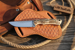 Timberline Drop Point Knife 9" Handmade Carbon Steel with Jimped Spine by JW SteelCrafts