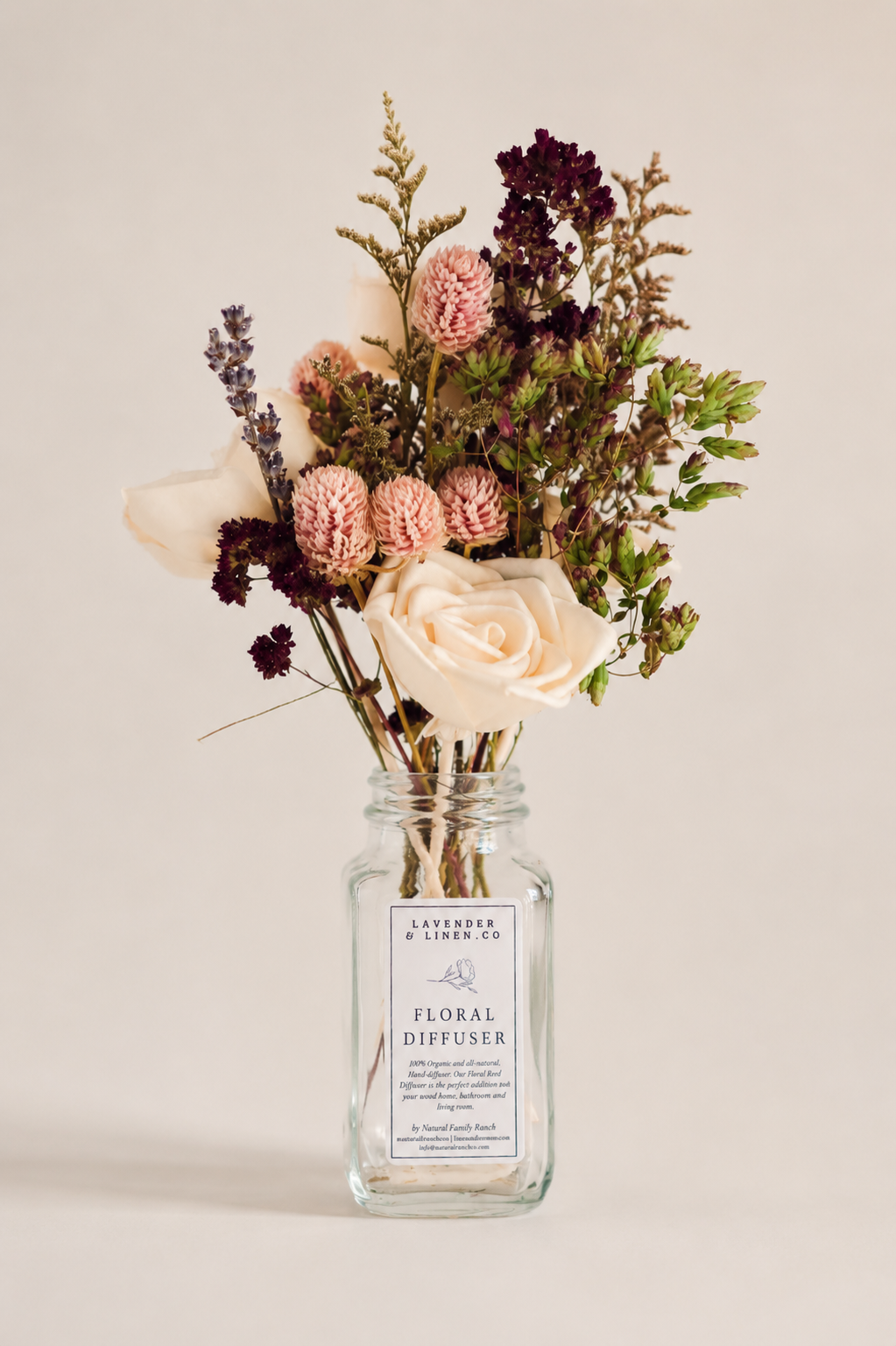 Dried Flower Reed Diffuser | Floral Home Fragrance with Caspia 8oz