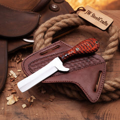 Crimson Grain Bull Cutter Knife 7" Handmade High Carbon Steel with wood handle by JW SteelCrafts, product image 4