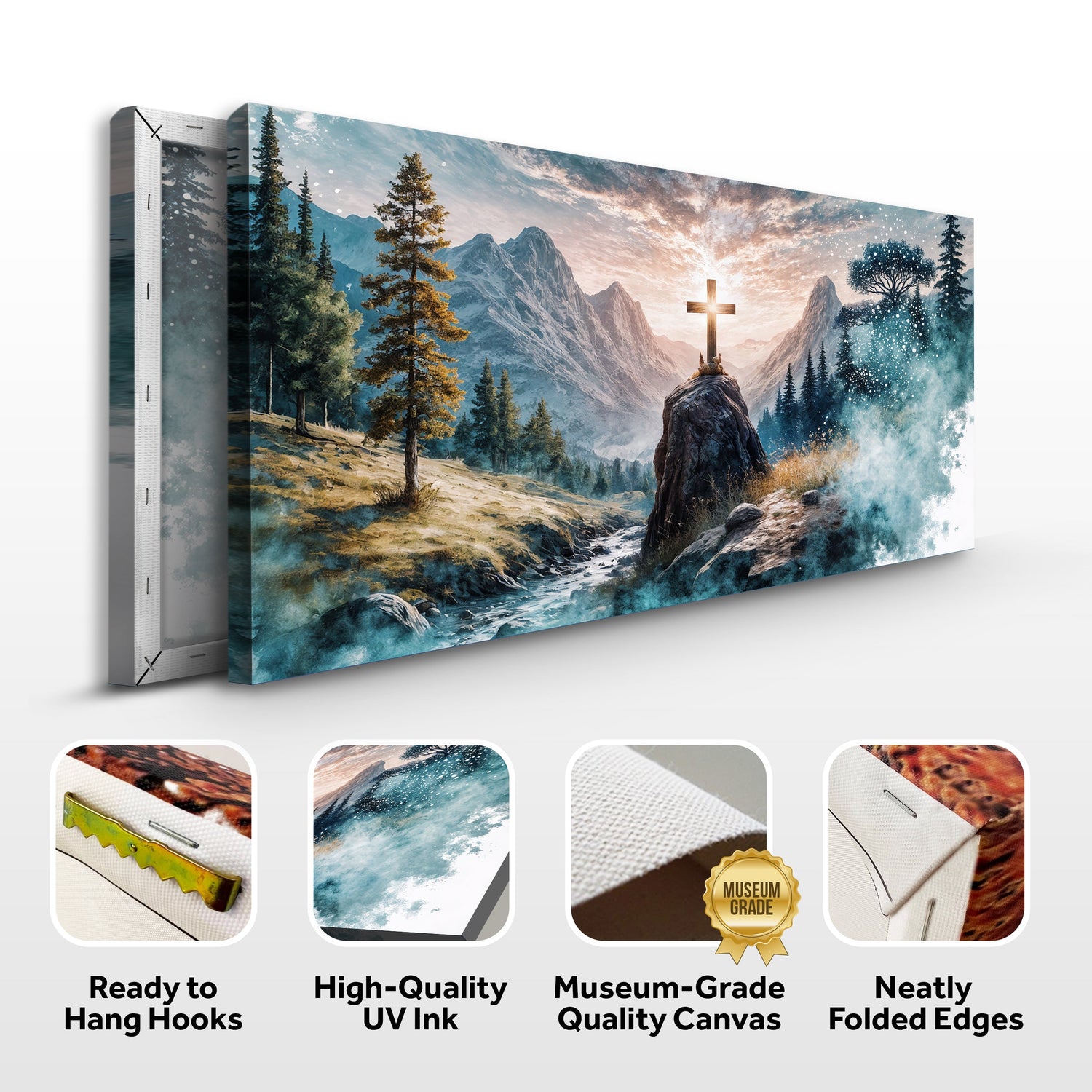 Cross on the Hill – Christian Canvas Wall Art Faith Decor