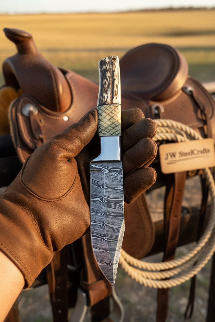 Frontier Stag Damascus Hunting Knife 9