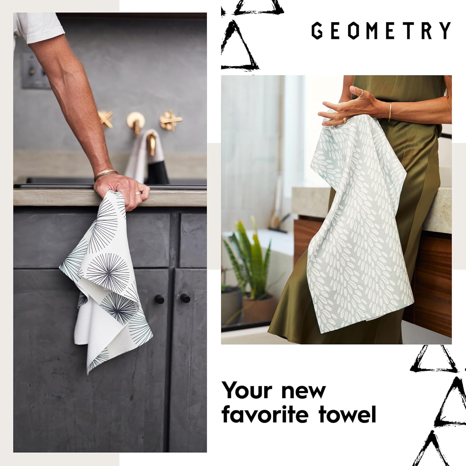 Midnight Flannel Geometry Tea Towel
