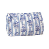 Blue Cornflower Block Print Quilted Cosmetic Zip Pouch