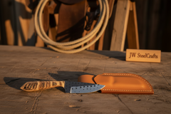 Trailguard Antler Survivor Knife 11" Handmade Rasp Steel Carved Handle by JW SteelCrafts, product image 3