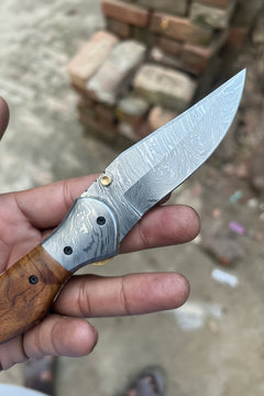 Dusty Trail Pocket Knife 7" Handmade Damascus Steel Folding Knife | JW Steelcrafts by JW SteelCrafts, product image 8