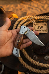 Rosewood Trail Folder Knife 6" Handmade Rosewood Handle EDC Folder by JW SteelCrafts