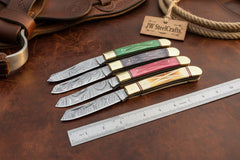 Ranchfold Pocket Folding Knife Set 7.5" Handmade Set of 4 by JW SteelCrafts, product image 5