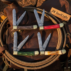 Ranchfold Pocket Folding Knife Set 7.5" Handmade Set of 4 by JW SteelCrafts, product image 4