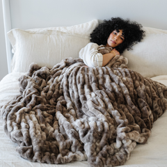 Double Ruched Faux Fur XL Throw Blankets by Saranoni, product image 15