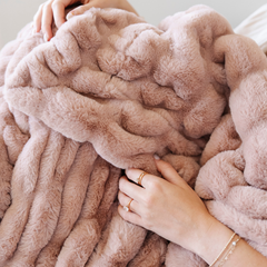 Double Ruched Faux Fur XL Throw Blankets by Saranoni, product image 34
