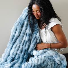 Double Ruched Faux Fur XL Throw Blankets by Saranoni, product image 52