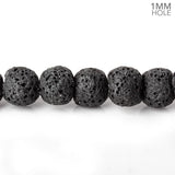 8mm Black Lava Rock plain rounds 16 inch 51 beads