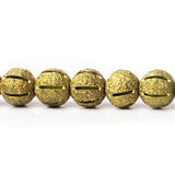 8mm Brass Textured Round Beads 8 inch 27 beads