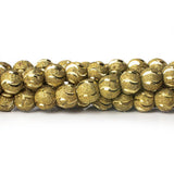 8mm Brass Textured Wave Round Beads 8 inch 25 beads