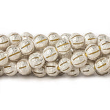 8mm Sterling Silver Plated Brass Stripe Stardust Rounds 8 inch 27 beads