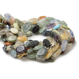 9-12mm Multi Gemstone Plain Oval Beads, 14 inch