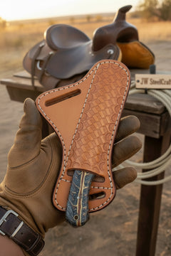 Blackstone Ranch Cleaver Knife 8" Handmade Black Coated Carved Handle by JW SteelCrafts, product image 2