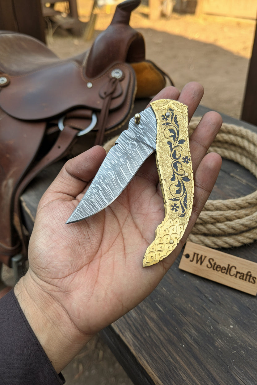 Calligraphy Engraved Brass Folder Knife 10