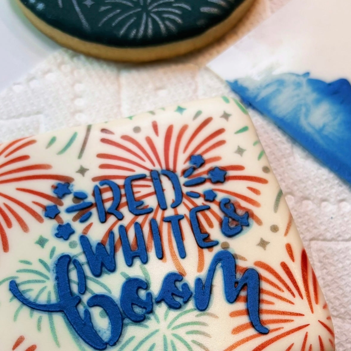 Red White & Boom Cookie Stencil