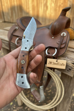 Rosewood Trail Folder Knife 6" Handmade Rosewood Handle EDC Folder by JW SteelCrafts, product image 9