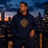 SEEN. Gold Monogram Shield Hoodie