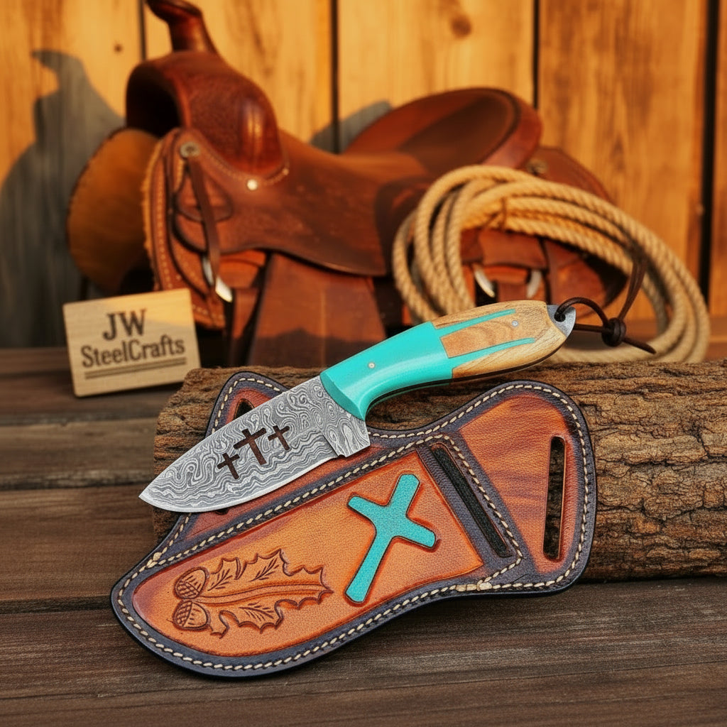 Turquoise Trinity Cross Ranch Knife 7