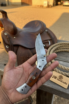 Rosewood Trail Folder Knife 6" Handmade Rosewood Handle EDC Folder by JW SteelCrafts, product image 5