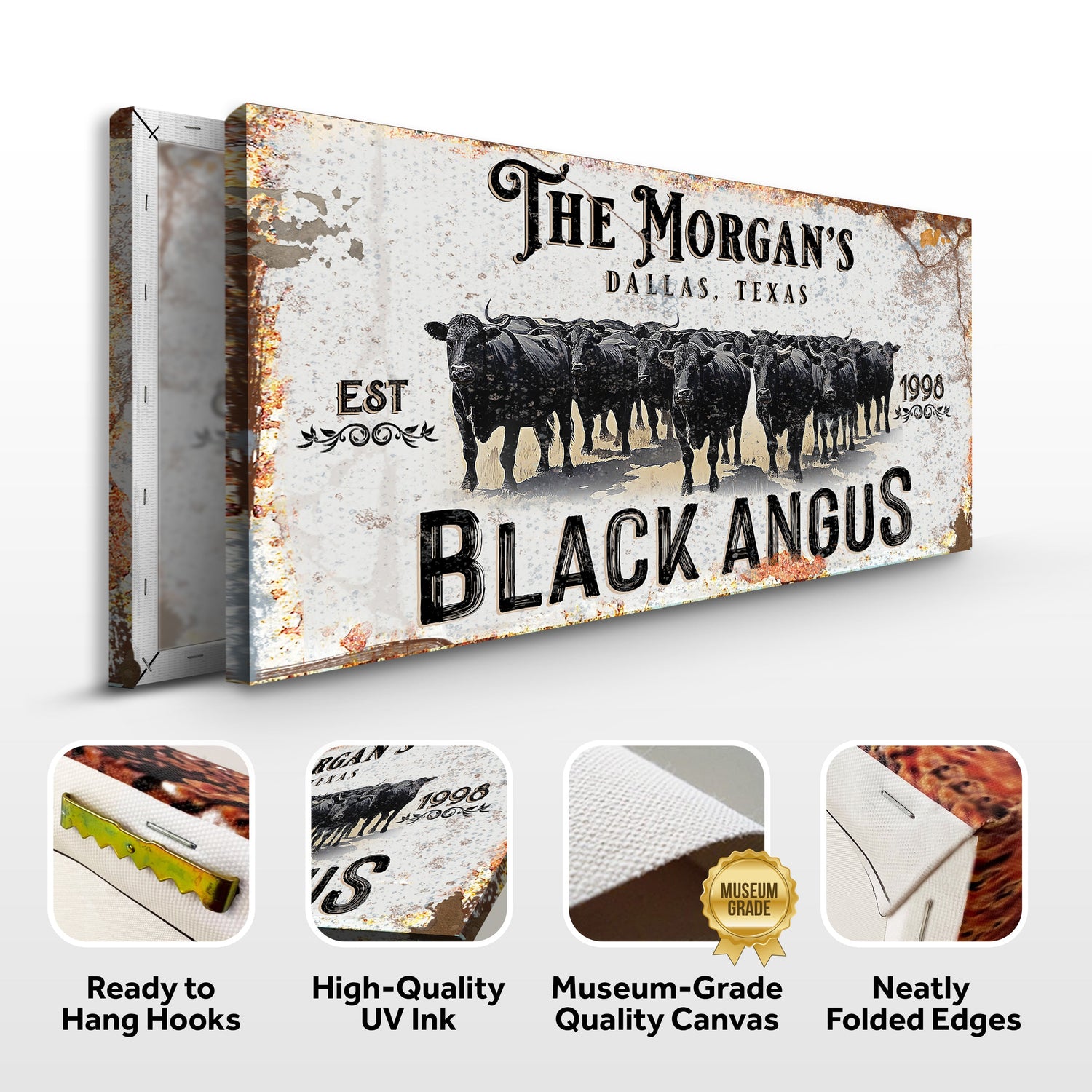 Personalized Black Angus Cattle Sign II