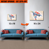 Upgrade Your 12x18 Inches 'Coral Reef Sea Turtle Watercolor' Canvas to 16x24 Inches