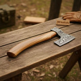 Hand-Forged Damascus Bearded Bushcraft Hatchet with Hardwood Handle