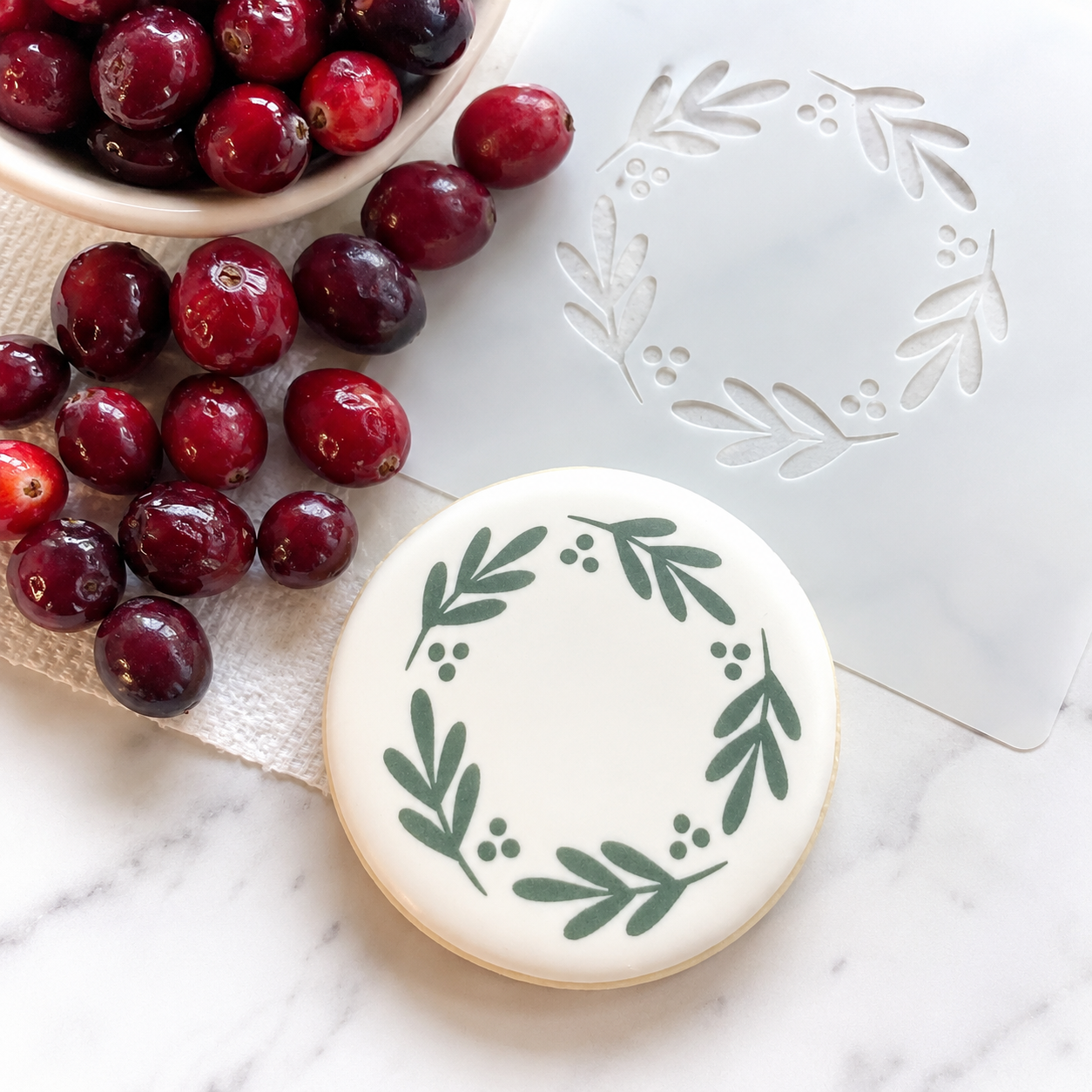 Winter Berries Border Cookie Stencil